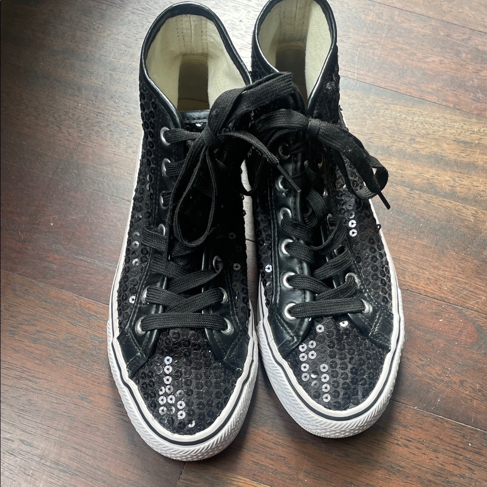 Balera Black Sequin High-Top Sneakers